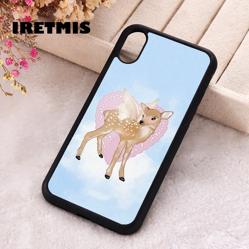 Iretmis Phone Cover Case For iPhone X XS Max XR 11 12 13 PRO MINI 14 15 16 Plus Rubber Silicone Fawn Angel