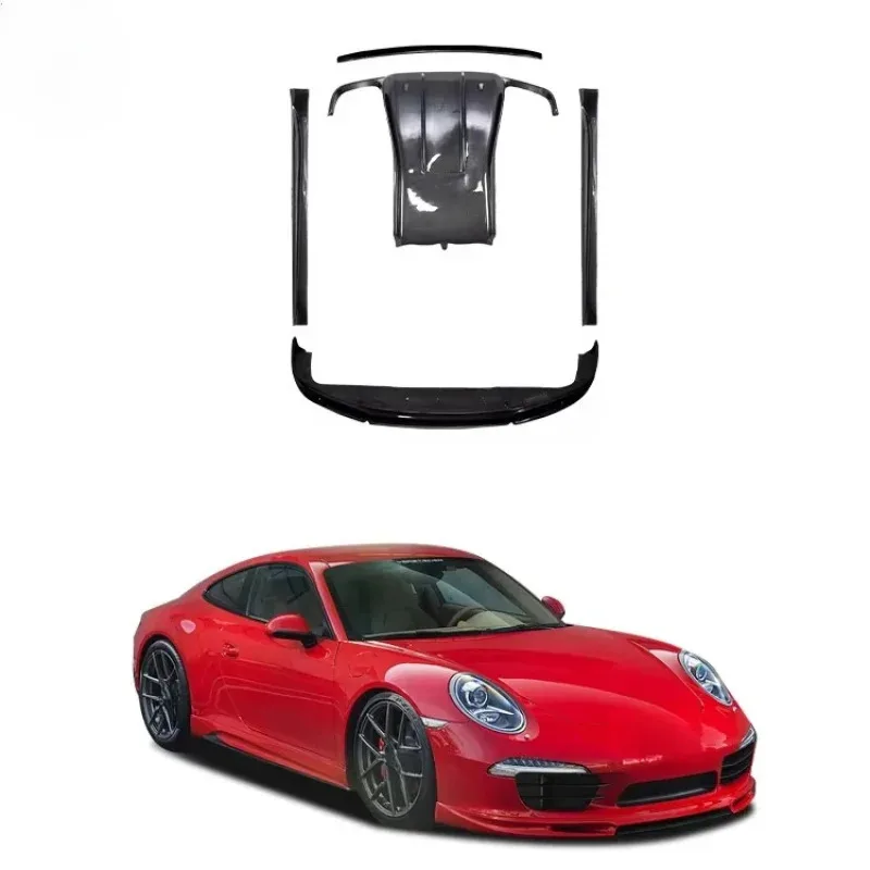 

FOR 991.1 Upgr V Style Body Kit Front Lip Rear Diffuser Spoiler Side Skirts V Style Carbon Fiber Kit