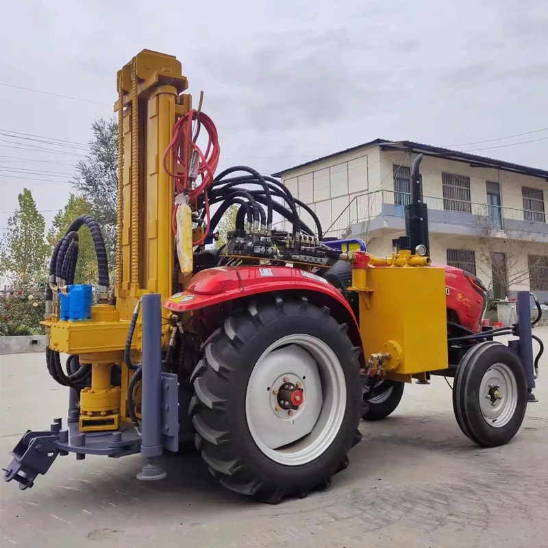 أربع عجلات 36HP جرار محرك الديزل المحمول آلة حفر آبار المياه الهيدروليكية 100 متر 200 متر جهاز حفر آبار المياه الهيدروليكية