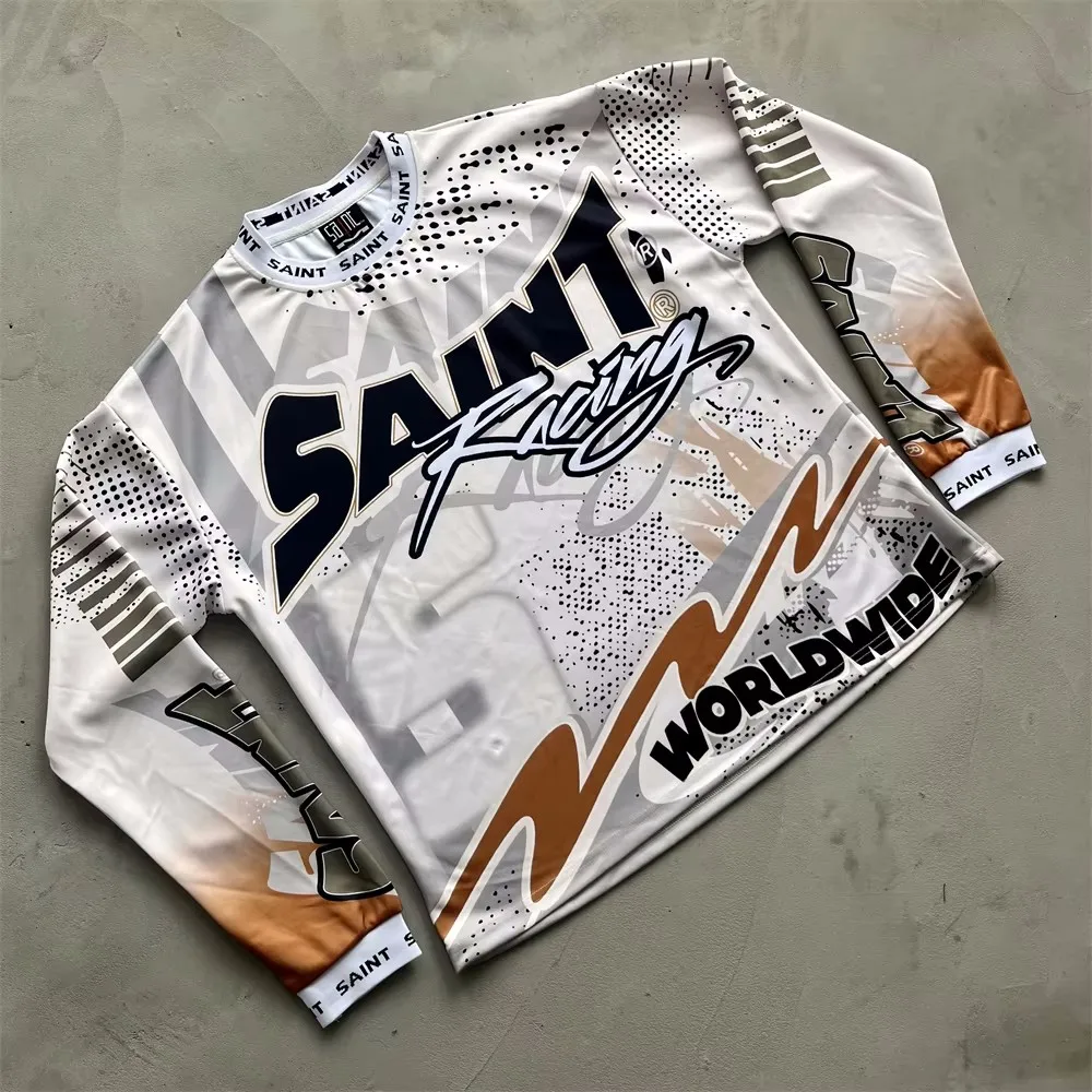 New Men SAINT Racing World wild T Shirts T-Shirt Hip Hop Skateboard Street Cotton T-Shirts Tee Top US size A307