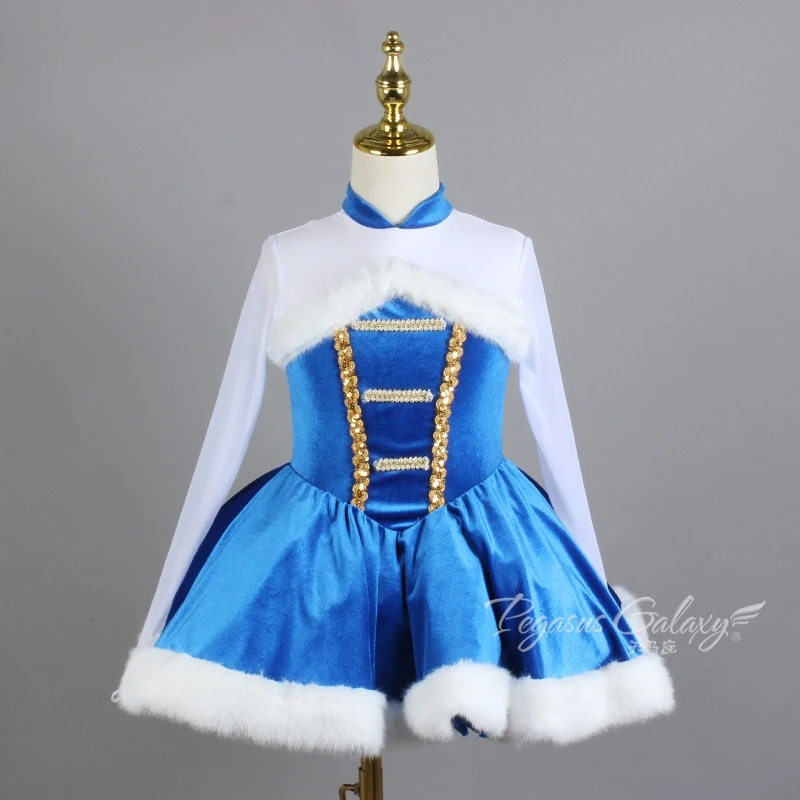 

Костюм для выступлений для девочек с длинными рукавами, разноцветный, для танцевальных шоу, женская одежда для выступлений, детское балетное платье из королевского бархата для зимы