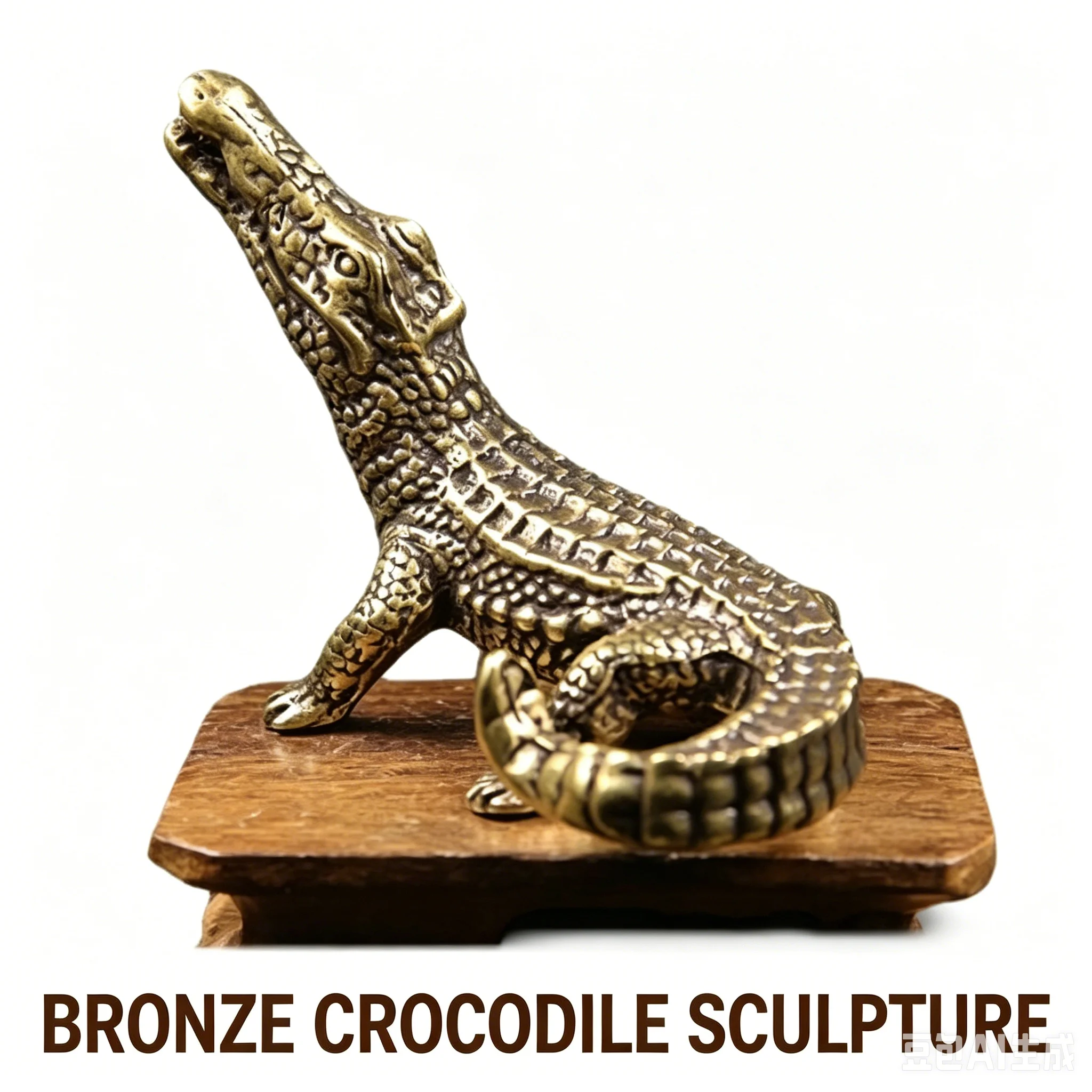 Vintage Brass Crocodile Figurine, Antique Bronze Alligator Statue, Feng Shui Decor Tea Pet Gift