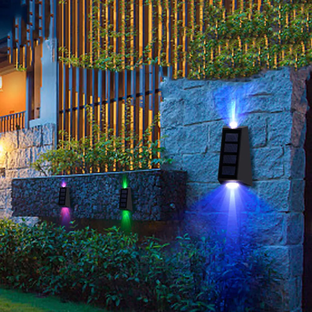 

2Pcs Solar Wall Light LED Waterproof Solar Powered Outdoor Lamp Long-Lasting Garden Night Light Practical Security