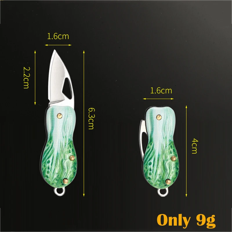 3D Embossed MINI Folding Knife Corn Cabbage Stainless Steel EDC Portable Knife Disassembling Express Pocket Tool Key Buckle