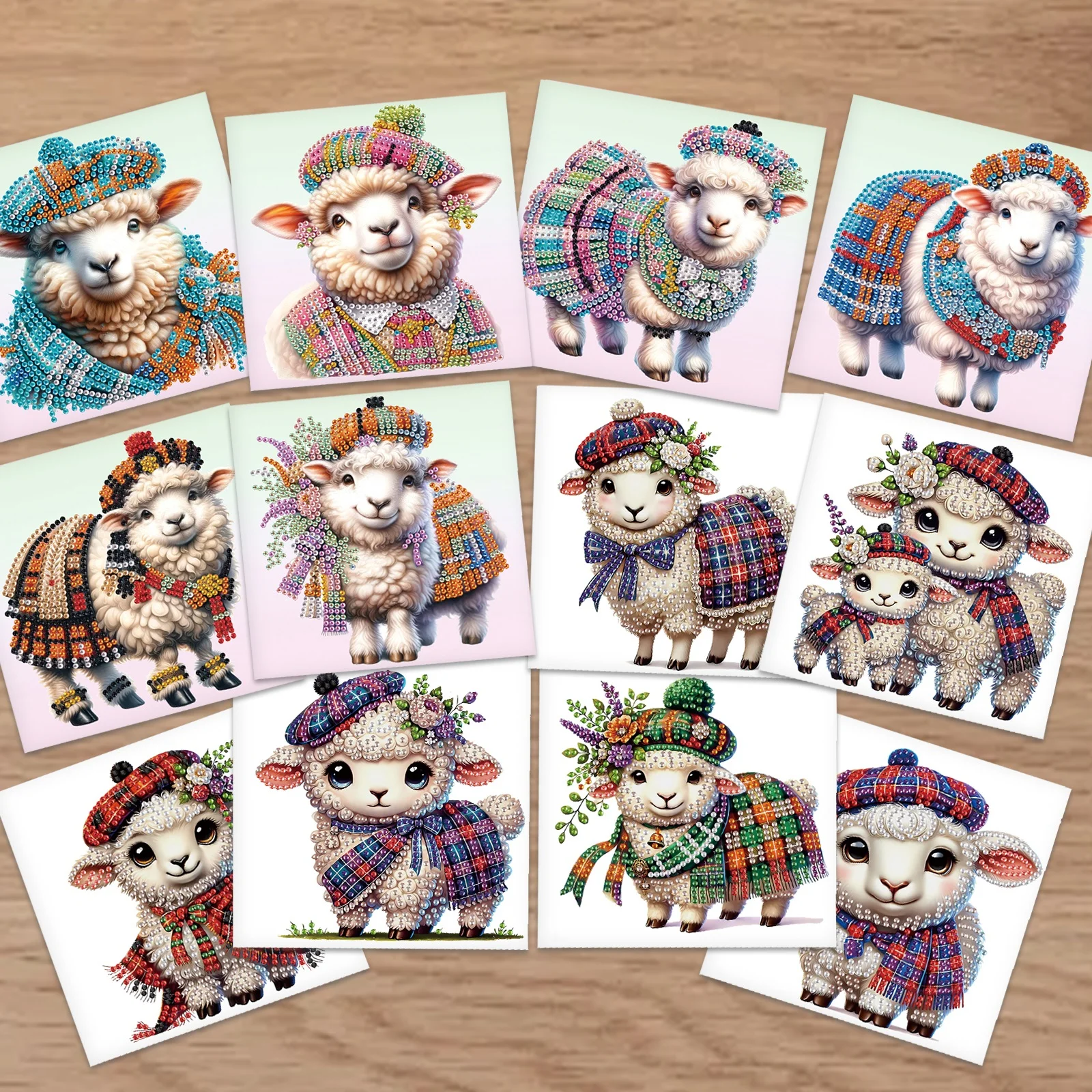 

12Pcs Diamond Art Painting Greeting card Kits for Adults,Fashion Sheep Greeting cards Diamond Art cards for Creative Decor Gift