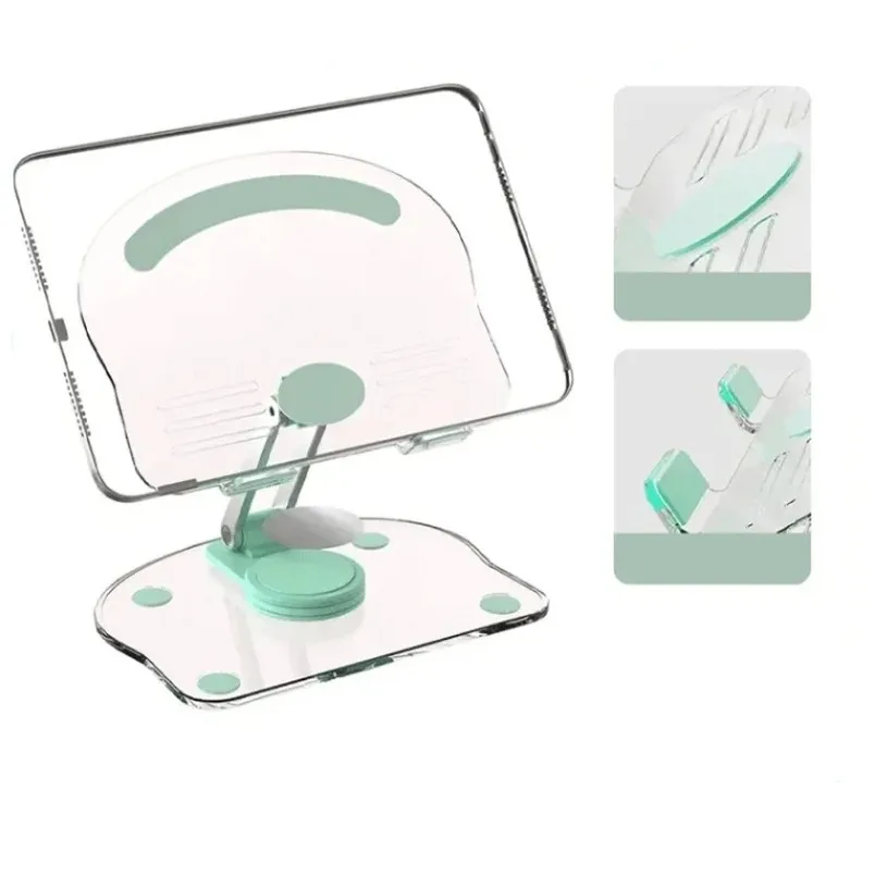Tablet Stand Adjustable 360 Rotating Foldable Phone Holder Clear Acrylic Double Pole Desk Mount for iPad Samsung 13 Inch