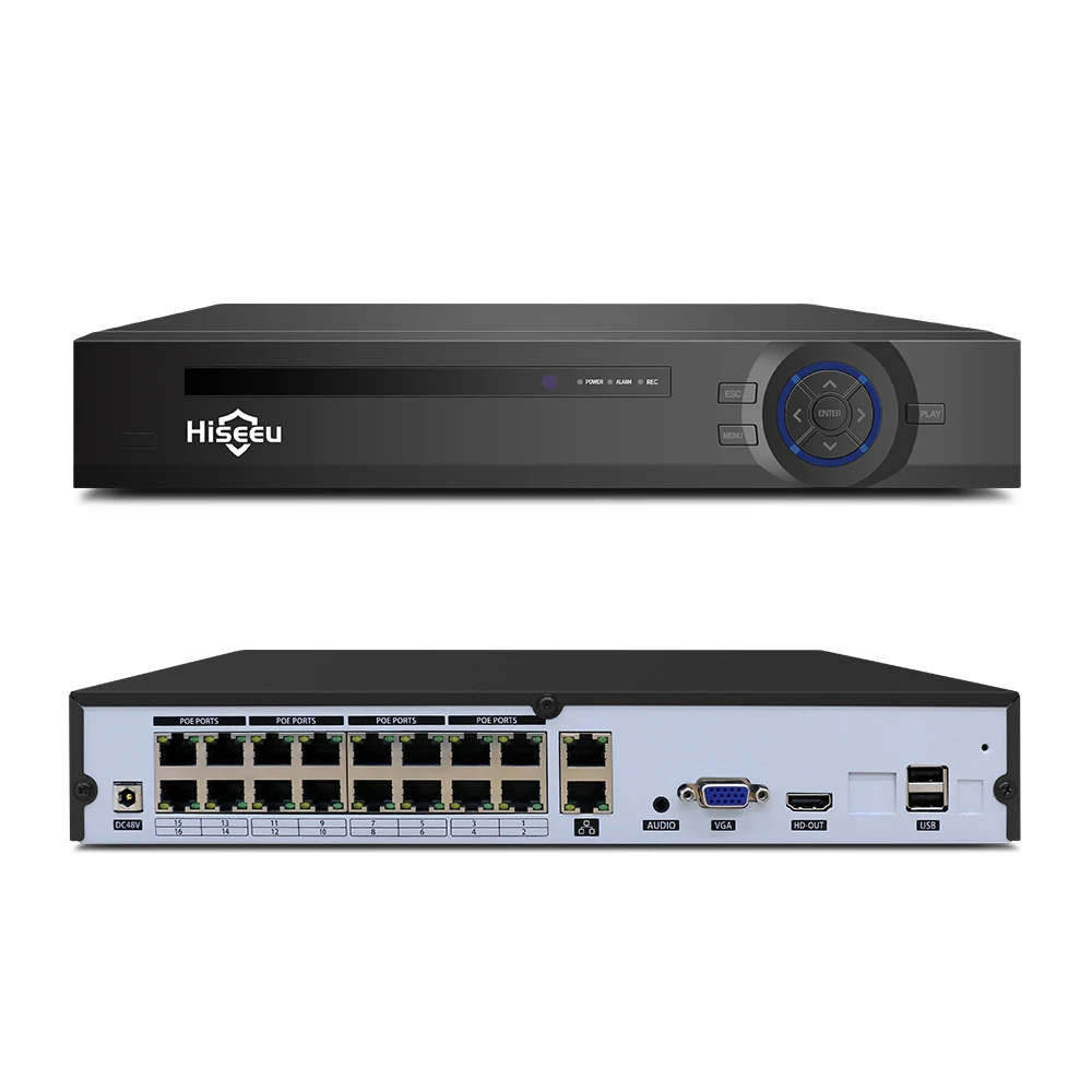 

Hiseeu 4K 16CH POE NVR H.265 Surveillance Security Video Recorder For POE IP CCTV Camera 1080P/3MP/4MP/5MP/8MP/4K