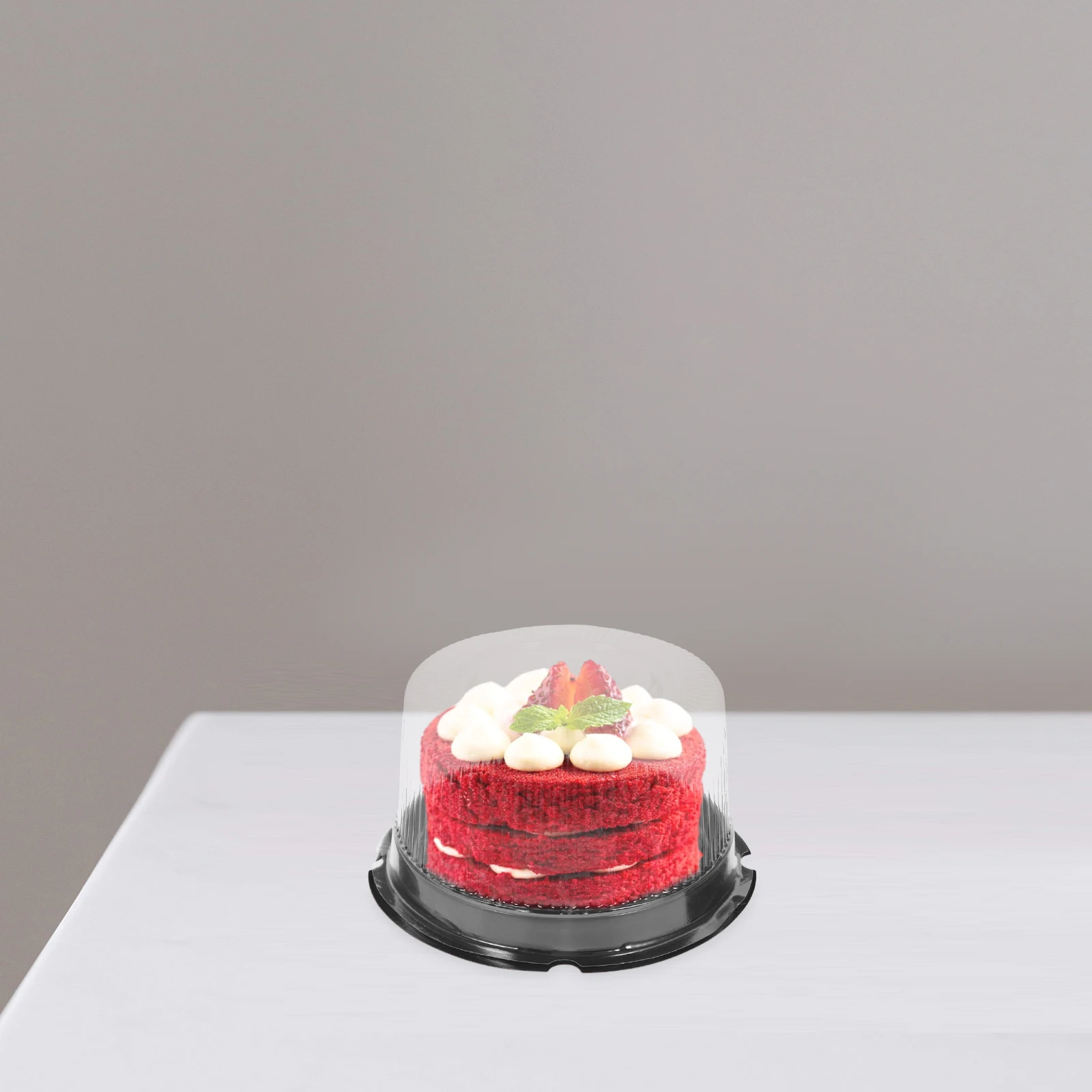 

1Set Cake Carrier Black Plastic 20 Trays Transparent High Dome Covers Suitable for 6 Inch Round Cake Mousse Box