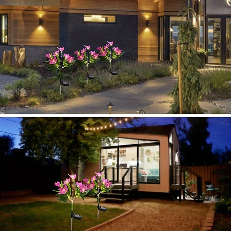 Outdoor New Solar Orchid Lawn Light Yard Garden Party Wedding Decorations LED Dimulation Flower Lawn Villa Landscape Ground Lamp