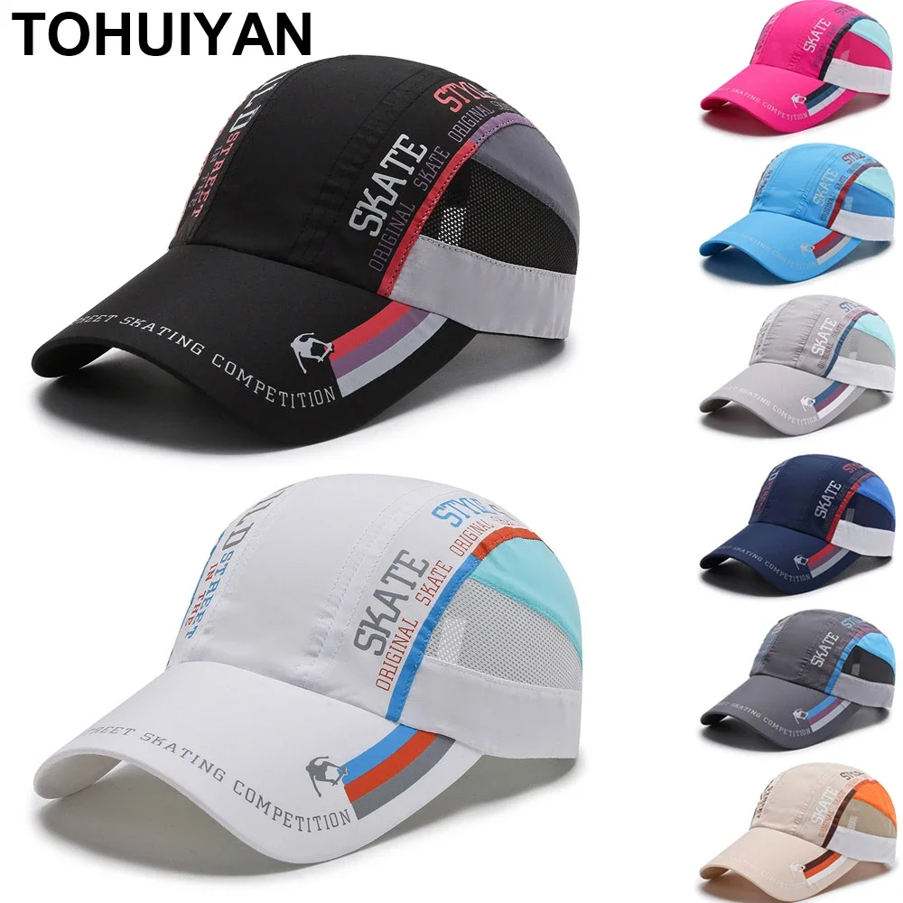 

Unisex Light-weight Sports Caps Summer Breathable Mesh Baseball Hats Street Hip Hop Skateboard Hat Curved Brim Strapback Sun Cap