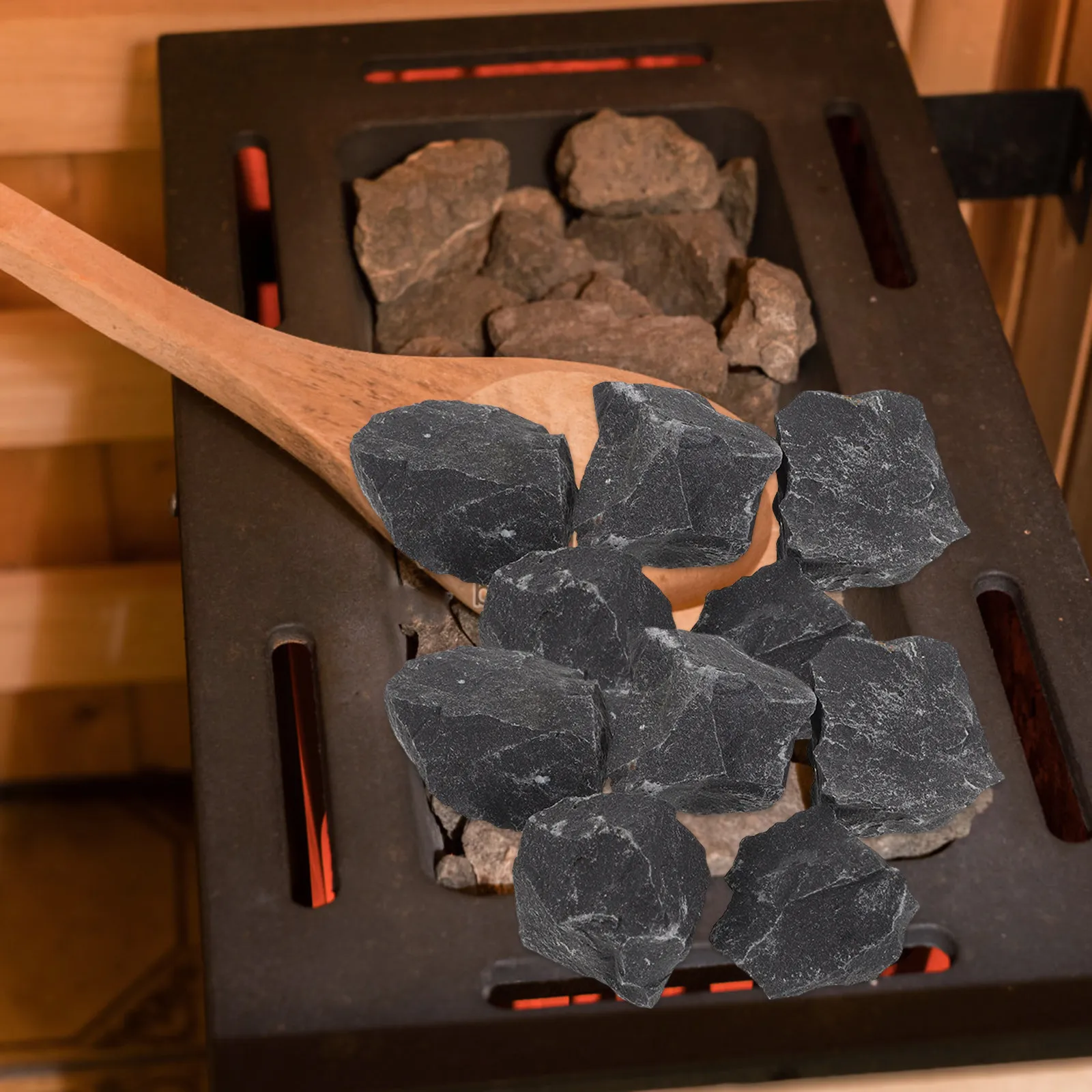 

10Pcs Sauna Stones Natural Basalt 2-2.5cm Heat Retaining Replacement Rocks for Dry Steam Sauna Heater Accessories