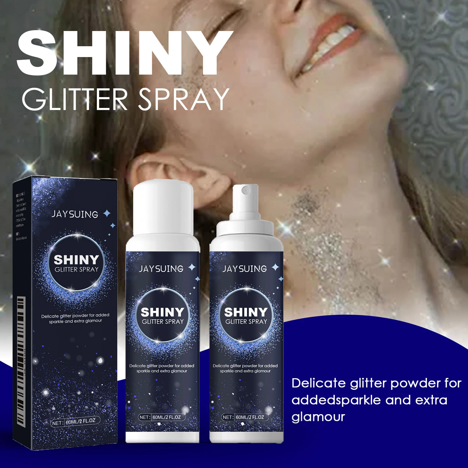 Radiant Silver Glitter Spray - Instant Holographic Highlight for Hair & Body - Sparkling Shimmer Makeup for Parties