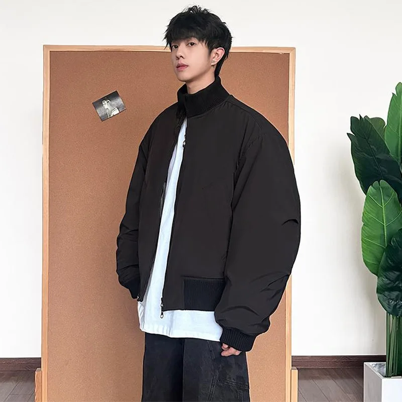 

Bla Bomber Pilot Jaet ort Stand Collar Men's Loose Fit Autumn Winter Thiened Warm Polyester Fiber Baseball Coat