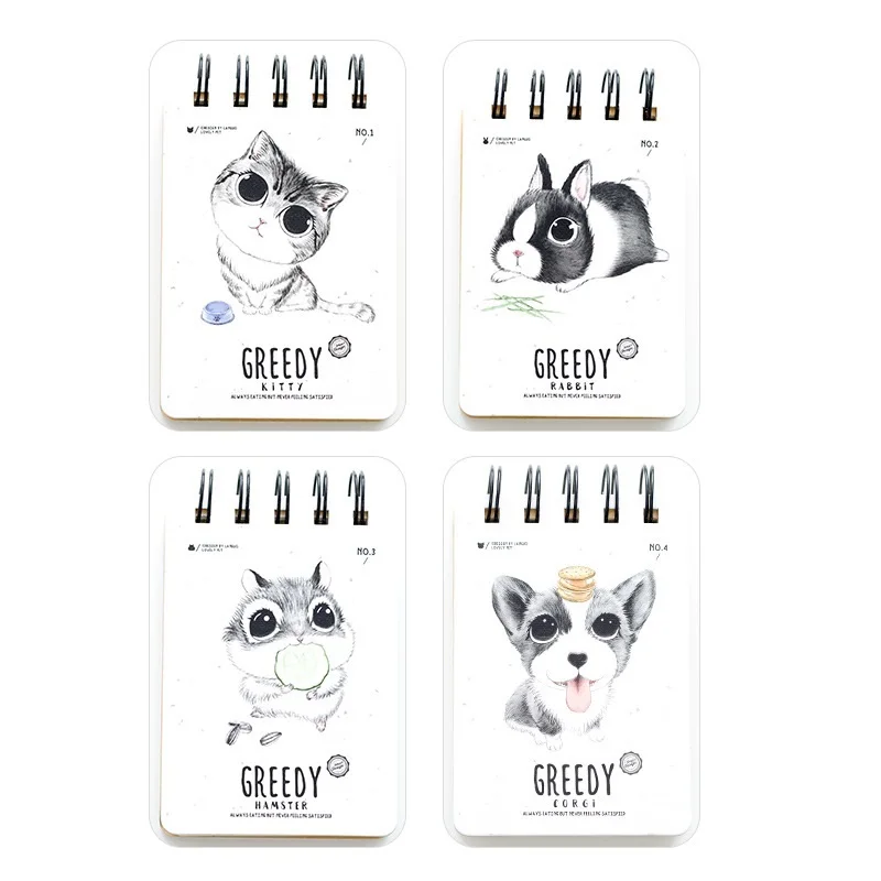 New Kawaii Cartoon Animal Coil Daily Memos Notebook Rabbit Dog Mini Pocket Planner School Supplies Gift