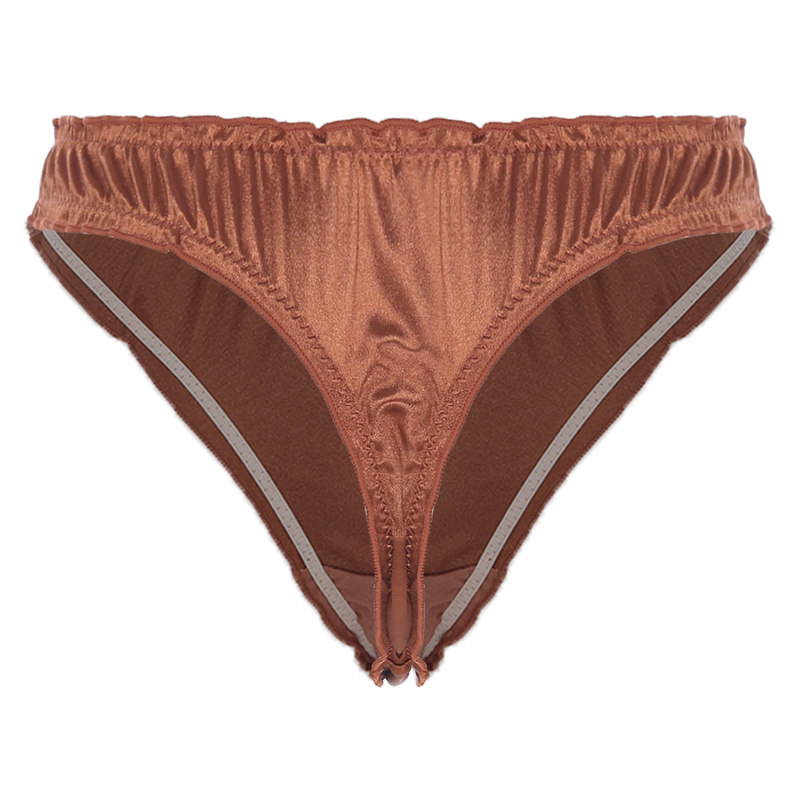 

Women Sissy G-string Satiny Briefs Elastic Band Cute Bow Ruffled Trim Panties Stretchy Low Waist Comfortable Daily Underpants