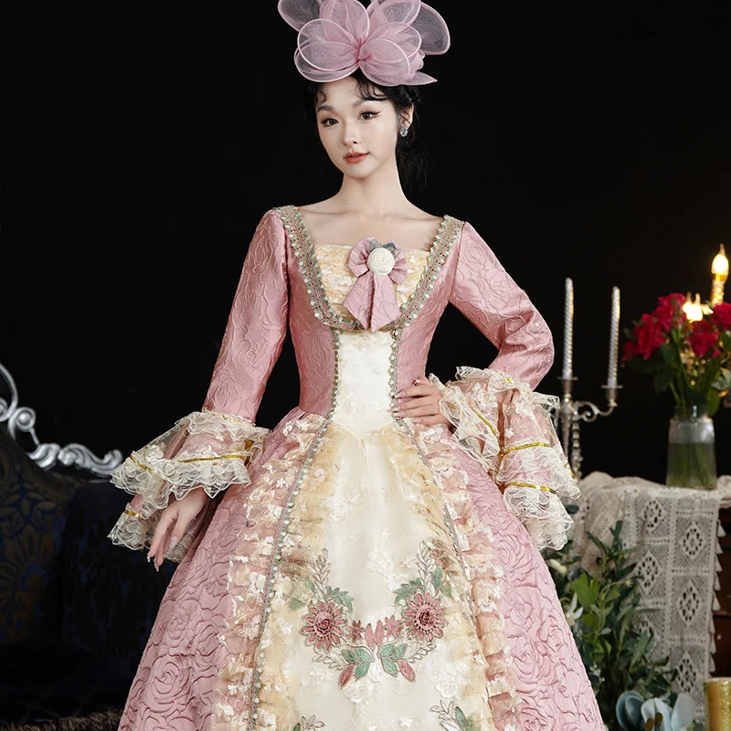 ศาลยุโรปขุนนางชุดหญิงยุคกลาง Retro Gorgeous Photo Catwalk STAGE เครื่องแต่งกาย Robe De Cérémonie Femme