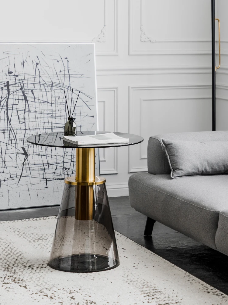 Nordic Glass Coffee Table,Metal Furniture,Transparent Nordic Home Living Room,TV Cabinet,sofa,Side Round Corner Tables