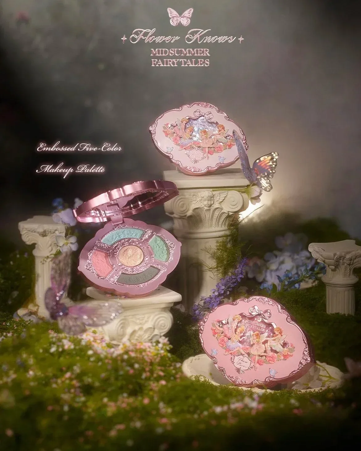 Flower Know Midsummer Fairytales Series 5 Color Relief Eyeshadow Matte Shimmer Delicate Eyeshadow Plate