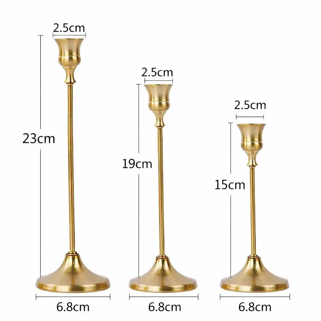 Gold Metal Candle Holder Set - 3 Piece 6