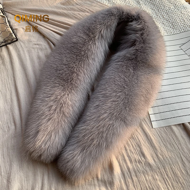 Winter Real Fox Fur Collar Woman Black Natural Fur Scarf Shawl For Women Collars Wraps Neck Warmer Fur Scarves Luxery Scarf Men