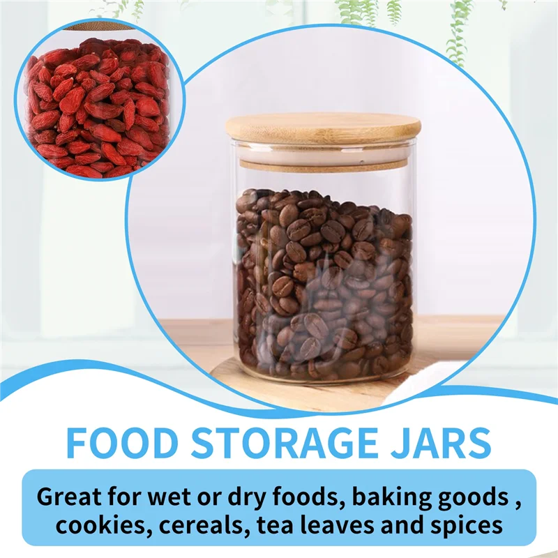 Y51A-حاويات تخزين المواد الغذائية الزجاجية مع أغطية برطمانات تخزين المواد الغذائية الزجاجية الكبيرة لبار القهوة والشاي والسكر (27 أونصة سائلة)
