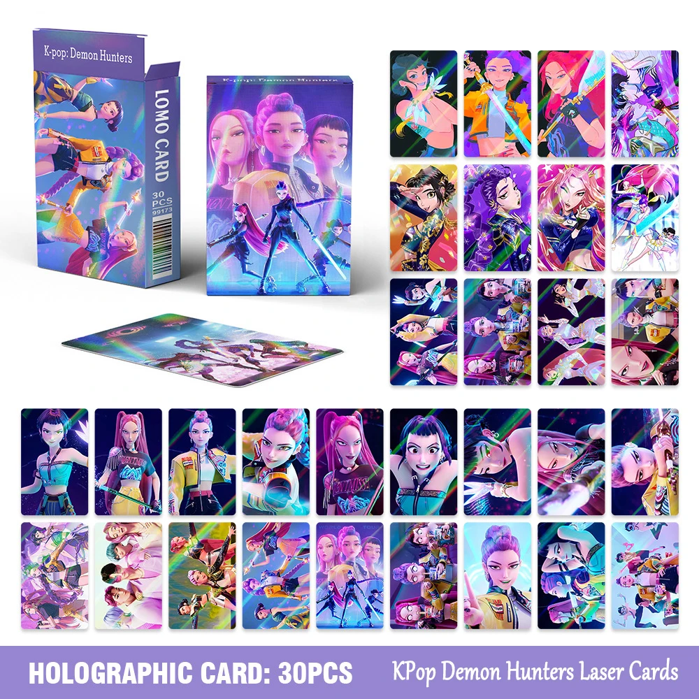 30 قطعة KPop شيطان الصيادين بطاقات الليزر الكرتون أنيمي الطرفية لومو صور بطاقات جمع صور بطاقات المشجعين هدية