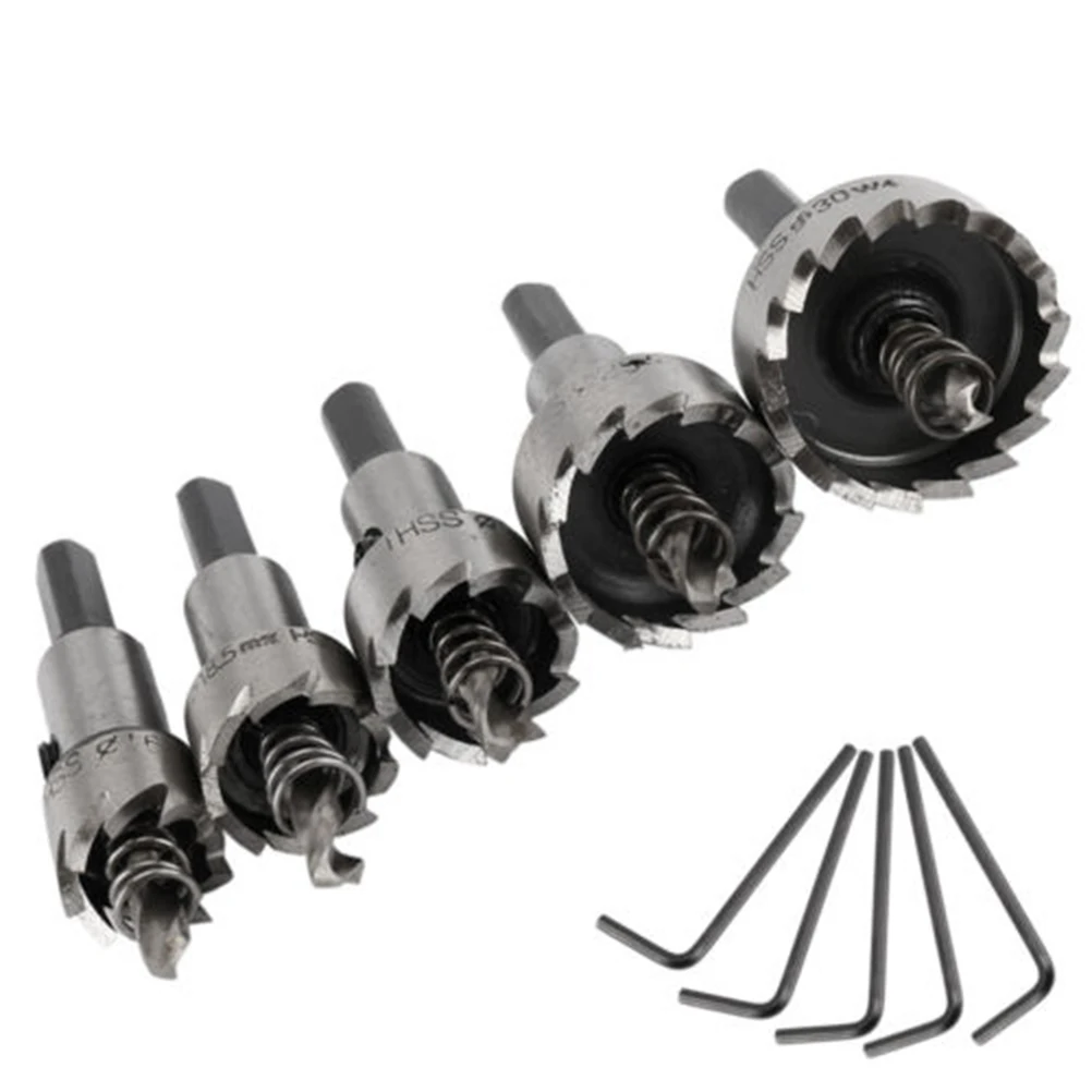 

5pcs Drill Bit Set Stainless Steel Hole Cutter Metalworking Tool For Wood Alloy Fast Drilling Car Sensor Hole Woodworking