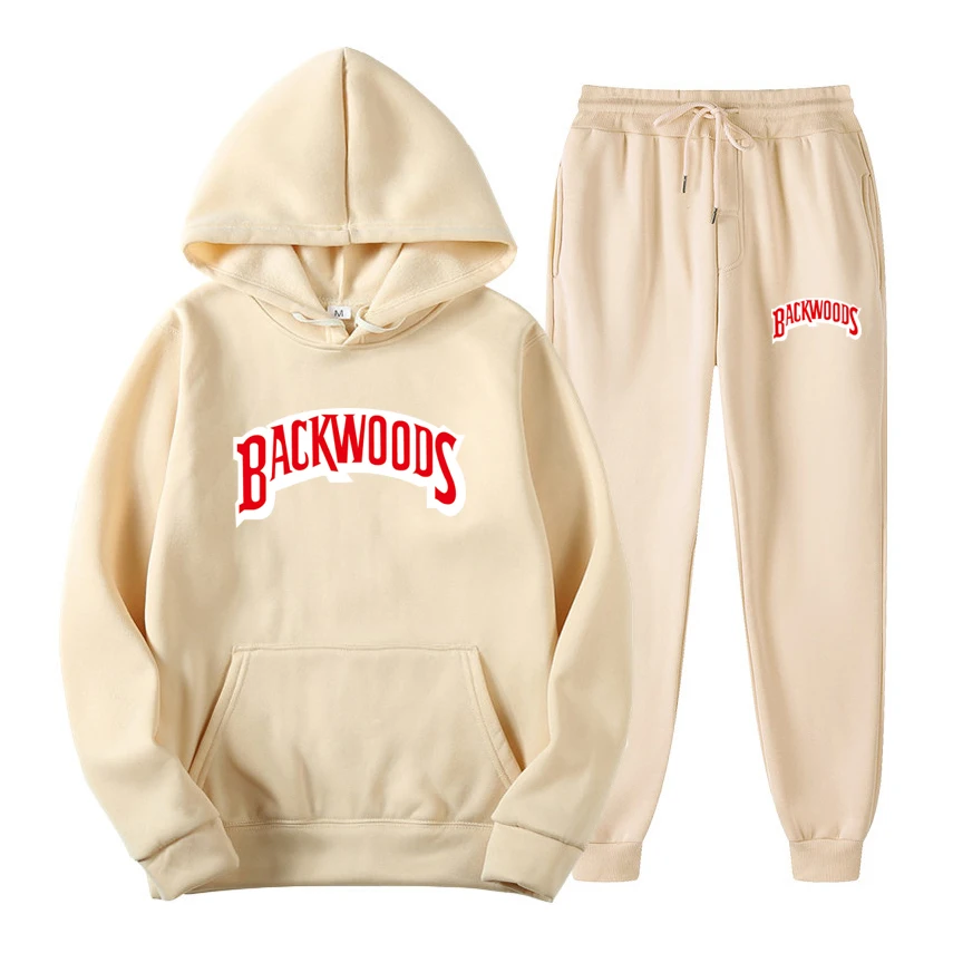 

Men's Women's Casual Hoodies Sets Backwoods Fleece Hooded Sweatshirts+Pants Suit Male Autumn Winter Sportswear Two Pieces Set