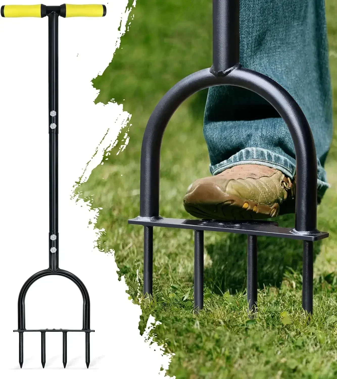 

Lawn Aerator Tool 38inch, Heavy Duty Grass Spike Aerator for Compacted Soil Aeration, Manual Lawn Air Aerators Tool with