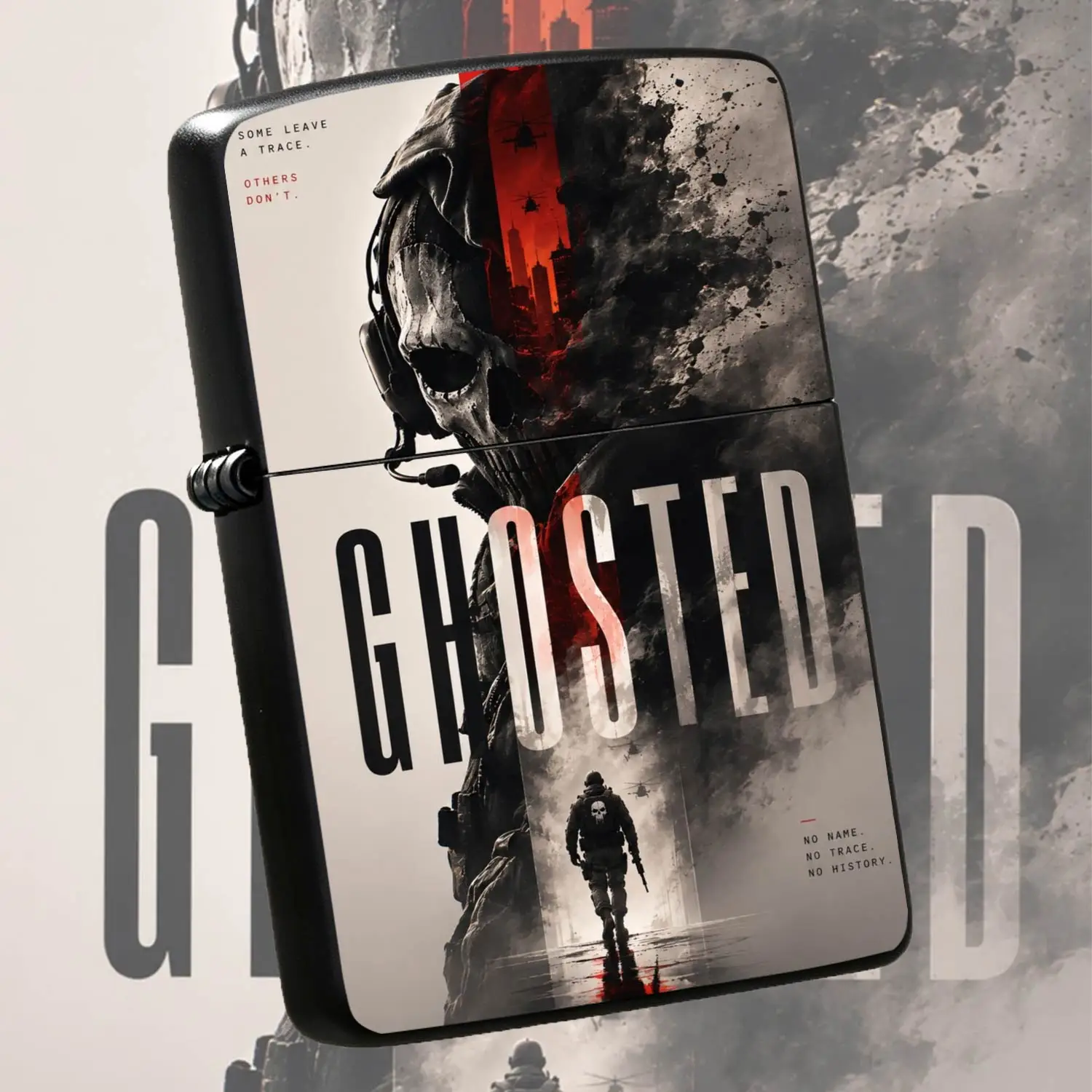 Cool Ghosted Themed Portable Lighter, Stylish Tactical Aesthetic Design, Fits Outdoor Travel Daily Commute Multiple Scenarios, Exquisite Practical Gift For Personal Use Or Gifting, Durable Easy To Carry, Show Unique Taste For All Daily Occa