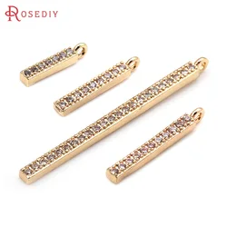 18K Gold Color Brass and Zircon Rectangle Tassel Charms Pendants High Quality Diy Jewelry Making Necklace Earrings for Women