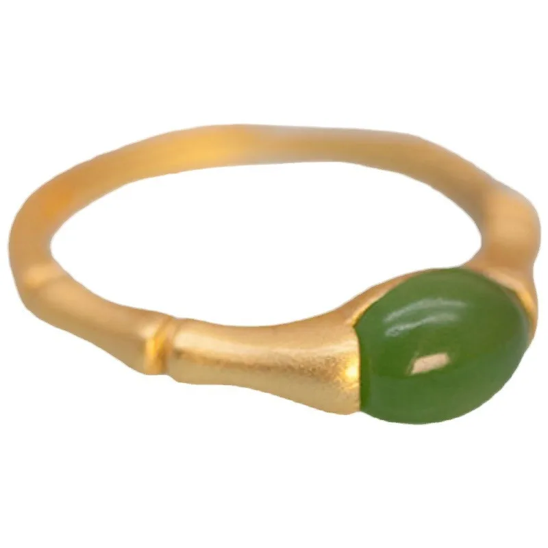 925 Sterling Silver Jewelry 18K Gold Plated Natural Hetian Jade Finger Rings for Women Wedding Party Jewelry Girls Friend Gift view 2
