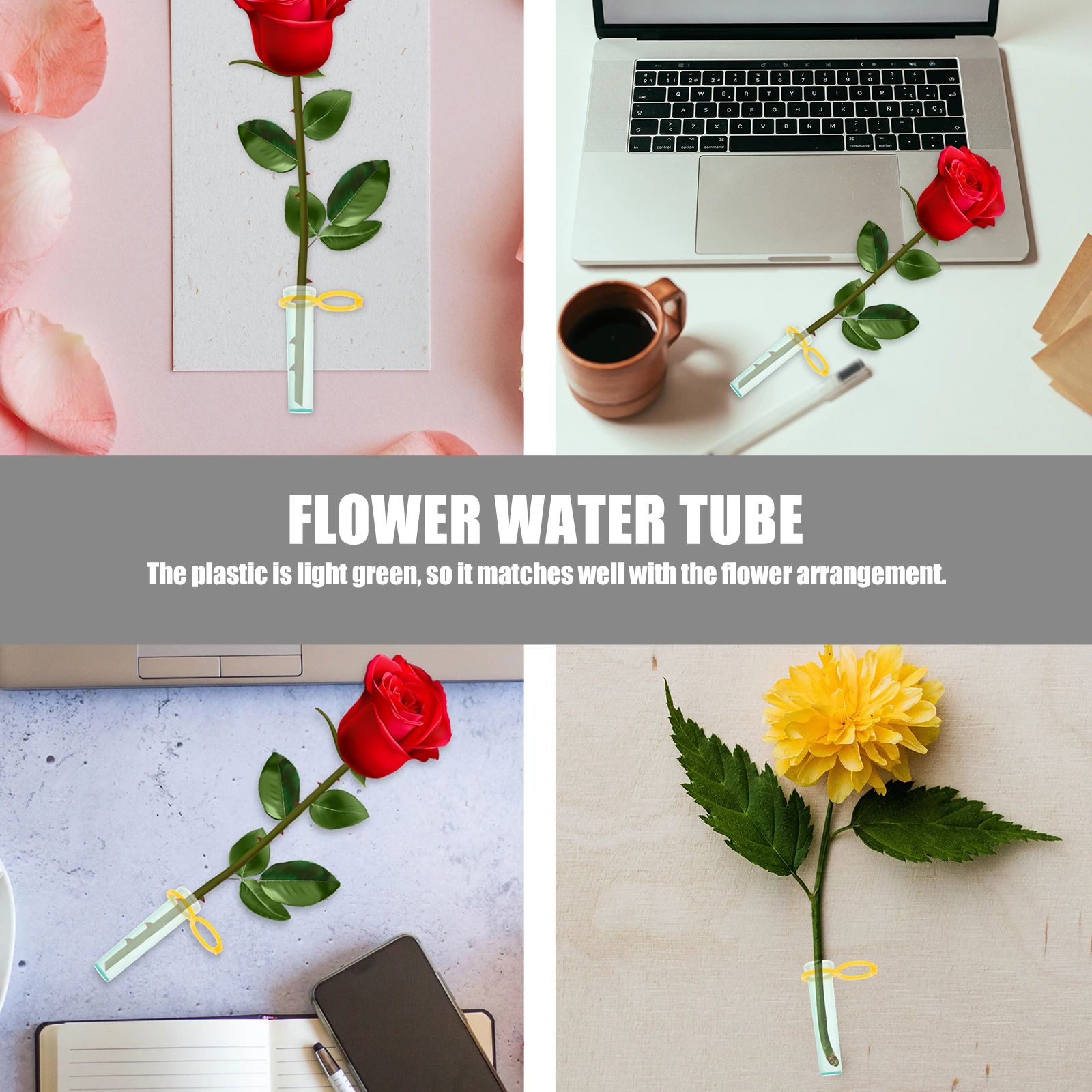 

100 Sets Plastic Flower Tubes Leak Proof Water Containers Vials Floral Supplies Fresh Flowers Garden Accessories