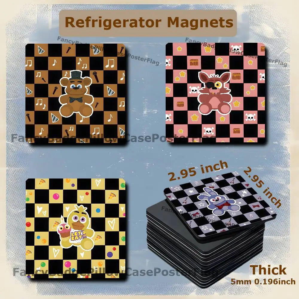 F-FNAF Five Nights At Freddys Fridge Refrigerator Magnet Set Creative Square Decorative Adhesive Stickers Magnets Festival Gift