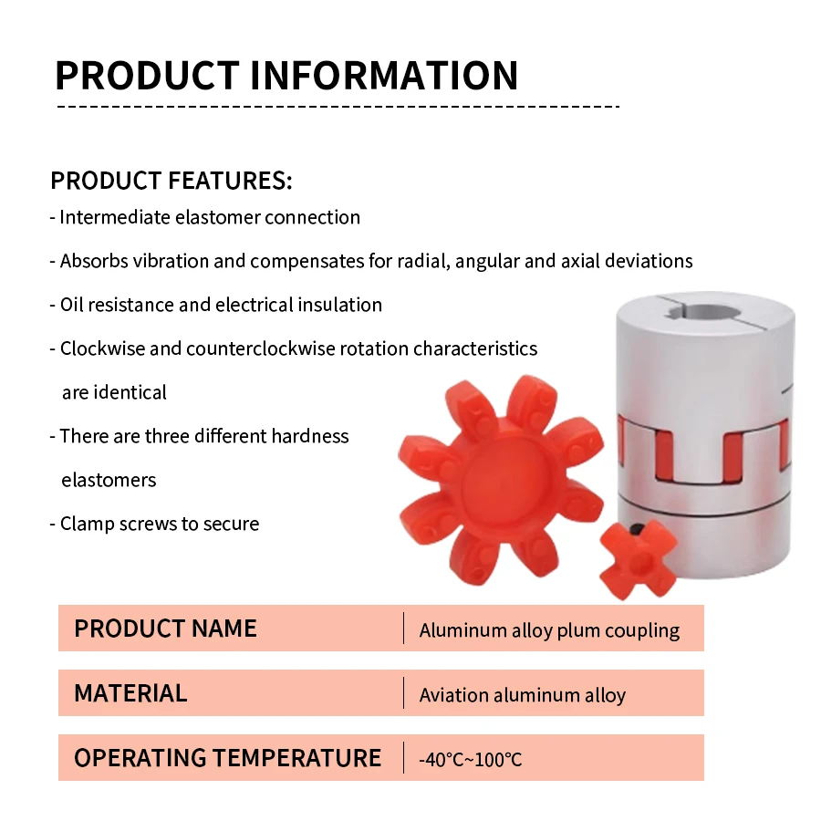 Plum Blossom Coupling Star Screw Encoder Elastic High Torque Coupling Servo Motor Aluminum Coupling XB-105X140 CNC Parts