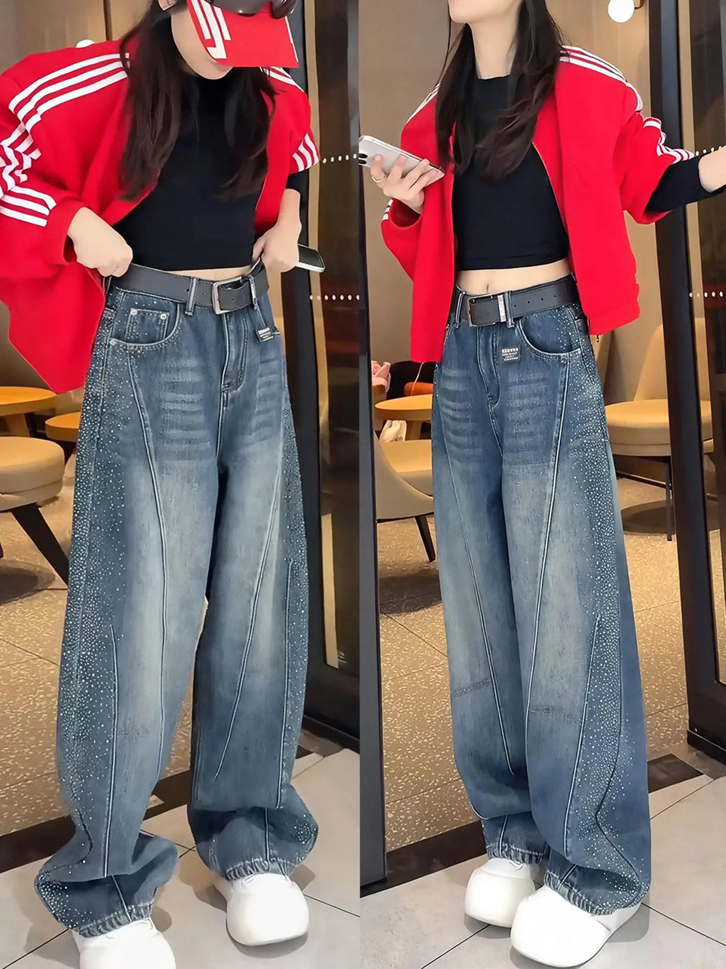 

High Waist Wide Leg Straight Cut Jeans Women's Spring Summer New Style plus Size Comfortable Loose Fit Long Pants