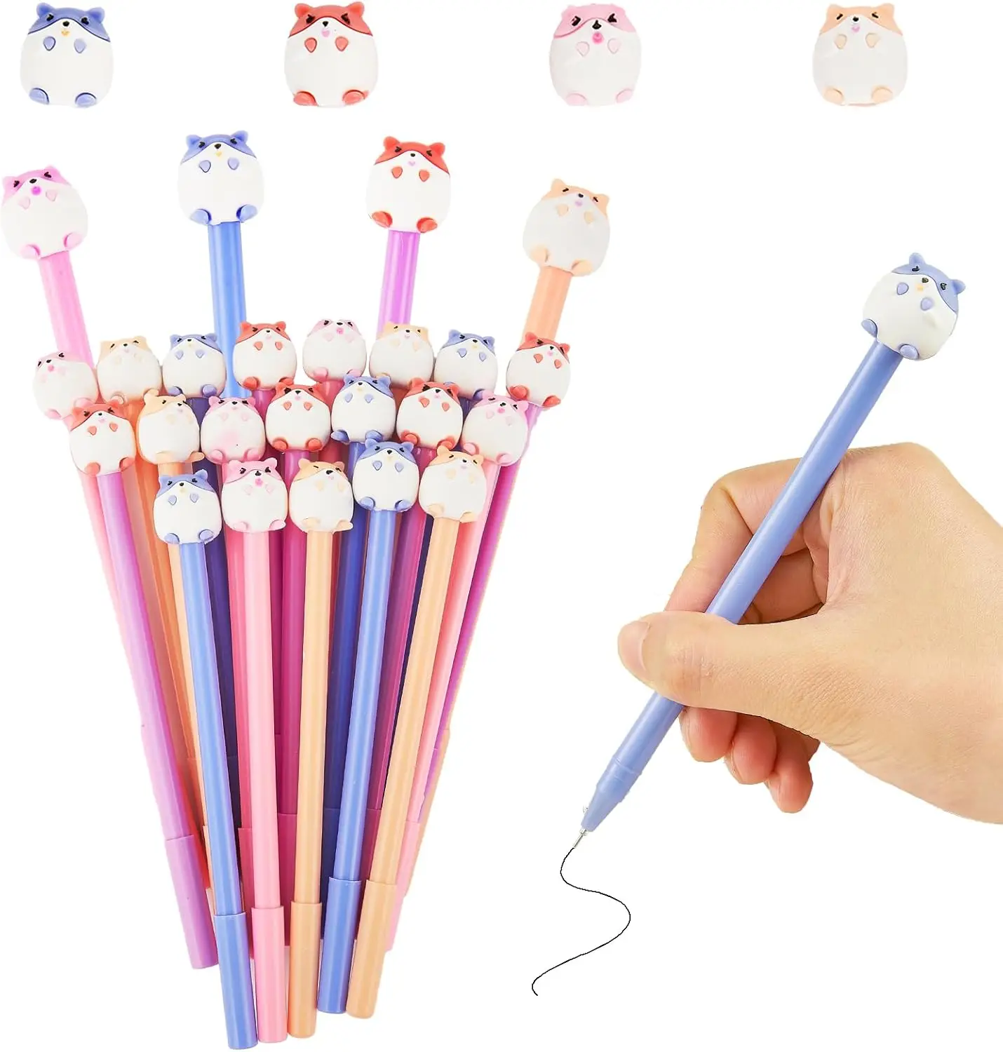 

20 шт., ручки с героями мультфильмов для хомяков, каваи, черные гелевые чернильные ручки с животными, новинка с забавными животными, подарки для студентов, детей, дома, школы