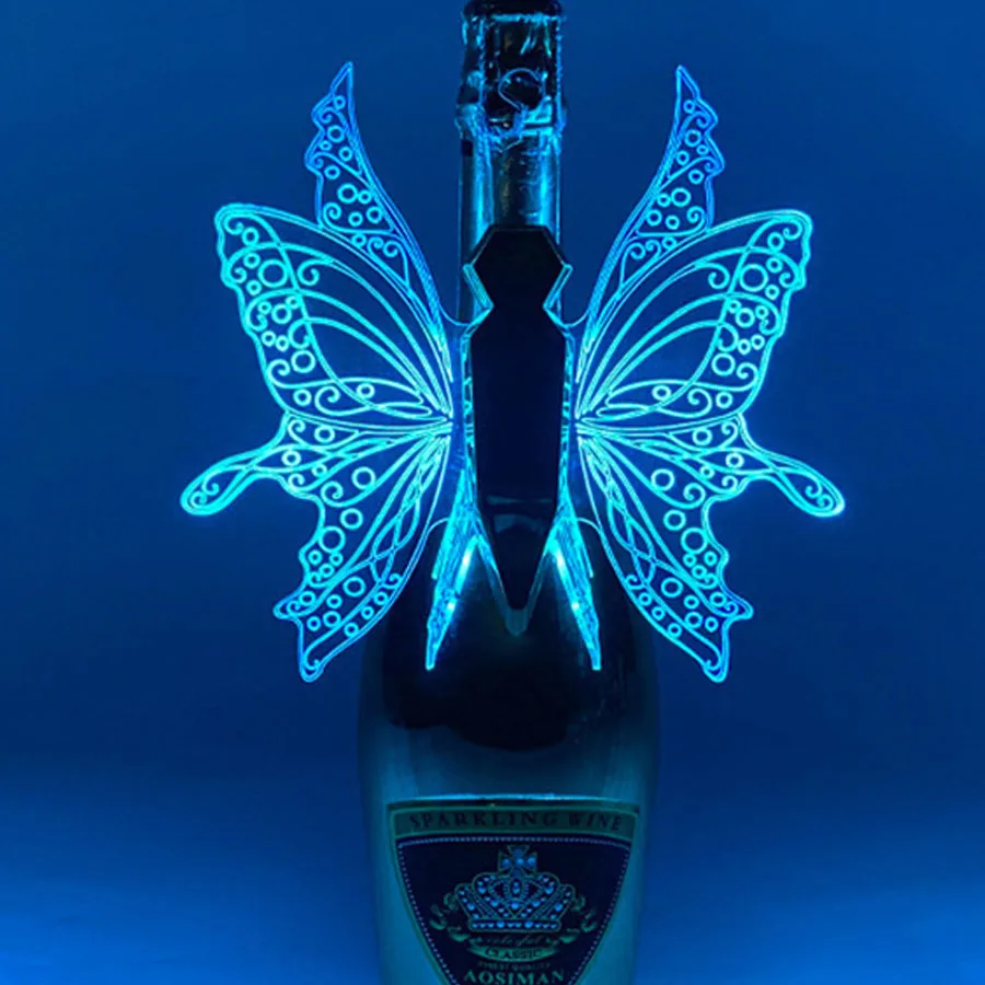 Imagem -03 - Rgb Led Butterfly Angel Wings Champagne Garrafa Recarregável Sparkler Light Apresentador para Bar Decor