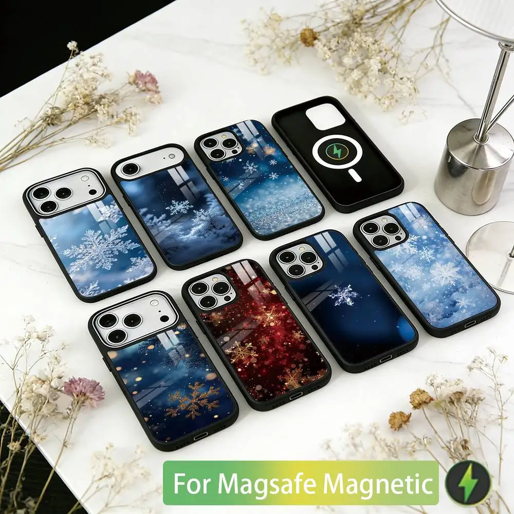 

Beautiful Snowflak Phone Case For iPhone17,16,15,14,13,12,11 Plus,Pro Magnetic with Magsafe Wireless Charging