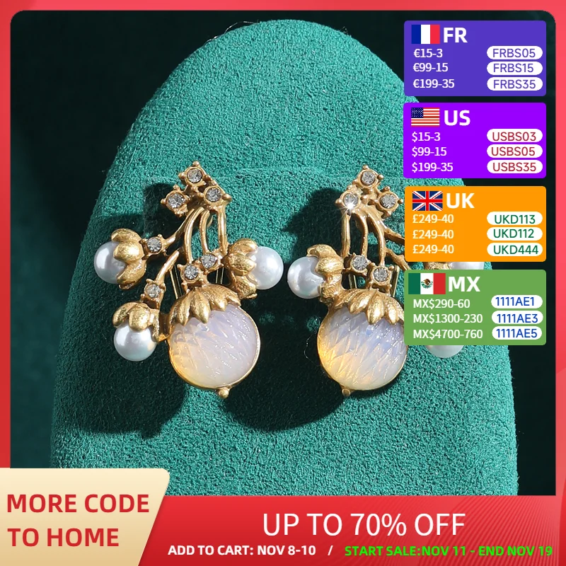 

Luminous Pink Cherry Pearl Earrings Stud Woman Moonstone Luxury Quality Jewelry Gold Color Vintage 2025 New Valentine Day Gift