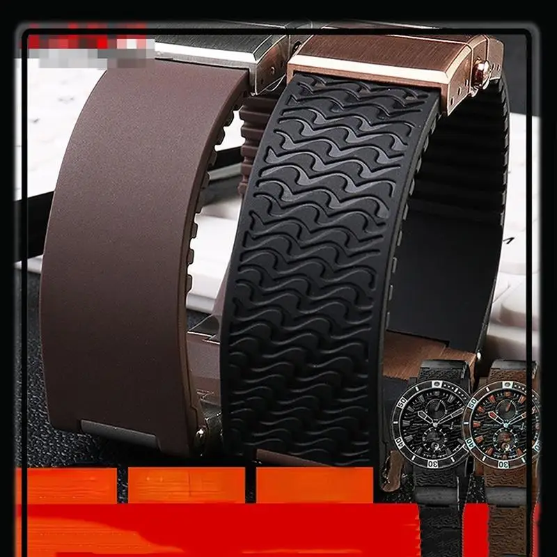 PCAVO For Ulysse Nardin Silicone Rubber Watch Band 263 DIVER Curved End strap 22mm Waterproof belt watch Bracelets