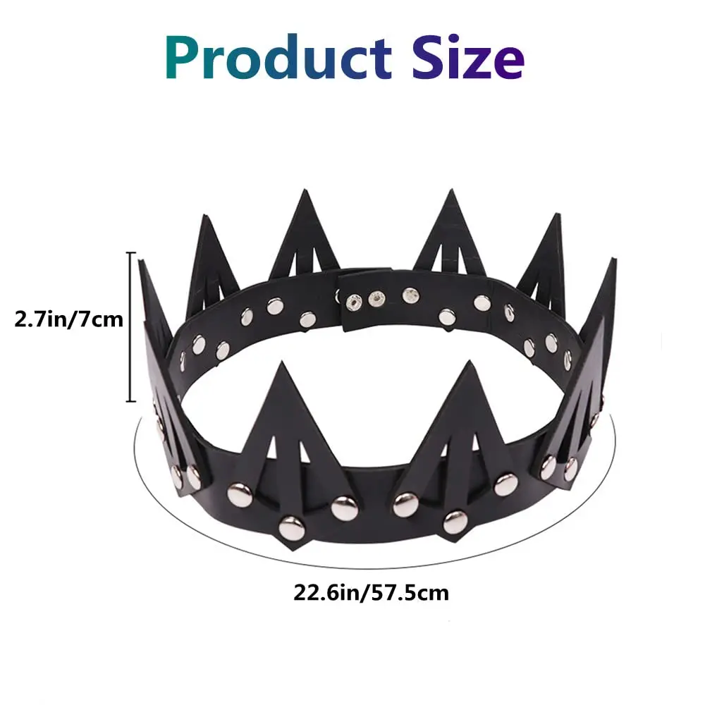 Leather Crown Unisex King Queen Gothic Crown Halloween Masquerade Cosplay Wedding Birthday Party Costume Accessories Props