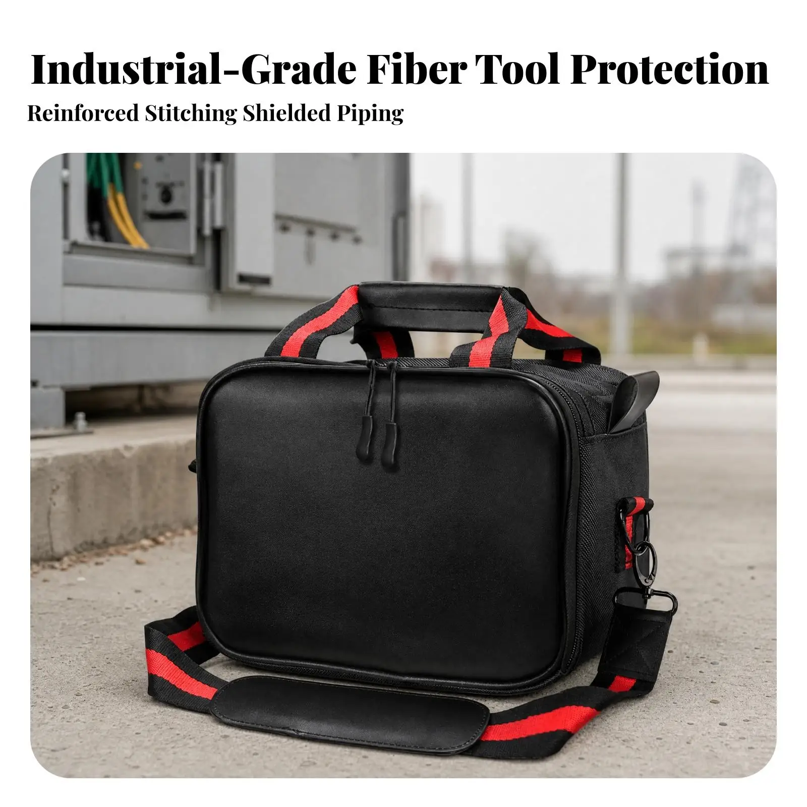 Heavy Duty Fiber Optic Splicing Tool Kit Bag for Working Professionals with Side Attachment Hardware and Carry Handle