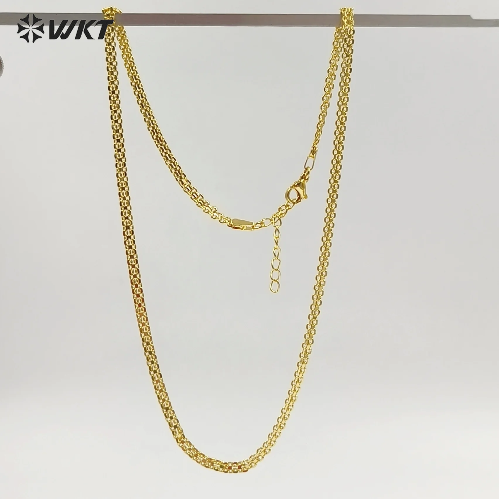 WT-JFN71 Minimalism Style 17Inch Gold Electroplated Yellow Brass Metal Chain Necklace For Unisex Matching Pendant Wearing