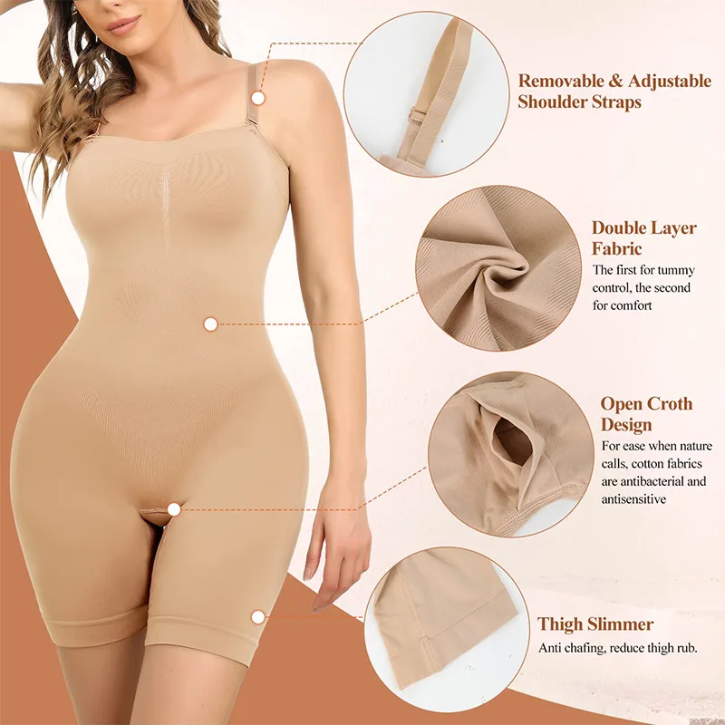 

Seamless Shapewear One-piece Cross-border Removable Straps Bustier One-piece Tummy Tuck Corset Jumpsuit