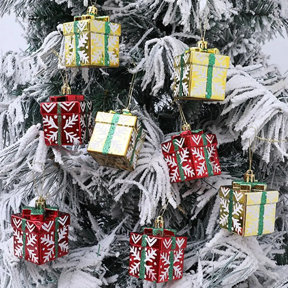 

Colorful Christmas Gift Box Pendant Shiny Plastic Xmas Tree Pendant Shatterproof Mini Xmas Decorative Pendant Christmas Party