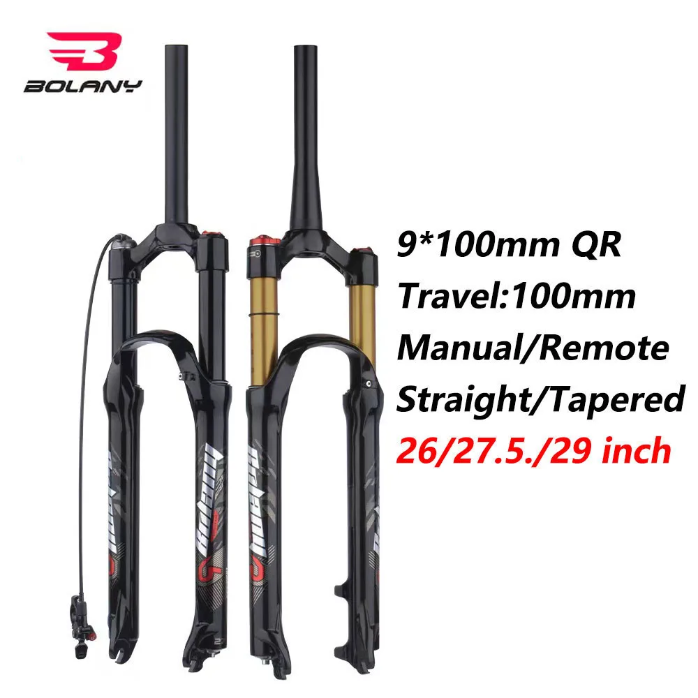 

Bolany Bicycle Fork MTB Air Resilience Magnesium alloy Shock absorber suspension Straight Tapered Remote Manual 120mm front fork