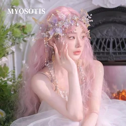 Exotic Style Mermaid Princess Hairband Crown  Hanfu Ancient Forehead Decoration Super Fairy Bride Headdress Purple Green Red