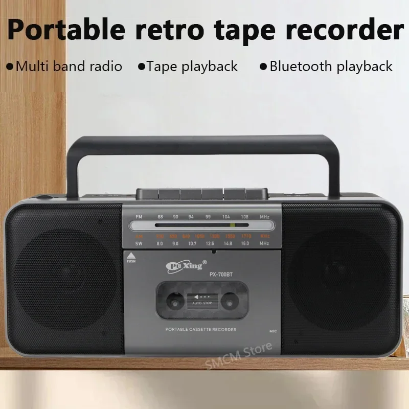 Imagem -03 - Portátil Vintage Retro Usb Multiband Radio Stereo Bluetooth Boombox Mp3 Audio Cassette Gravador de Fita am fm sw Recorder Rádio sem Fio