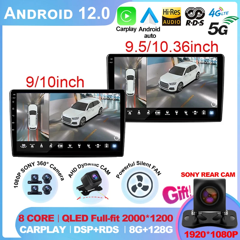 Android 12 Slim Universal Car Multimedia Player Autoradio Android Radio Carplay for Volkswagen Kia Hyundai Toyota Nissan 2Din